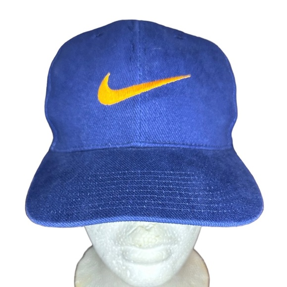 Vintage Nike Swoosh Youth Corduroy Blue & Yellow Snap Back Hat